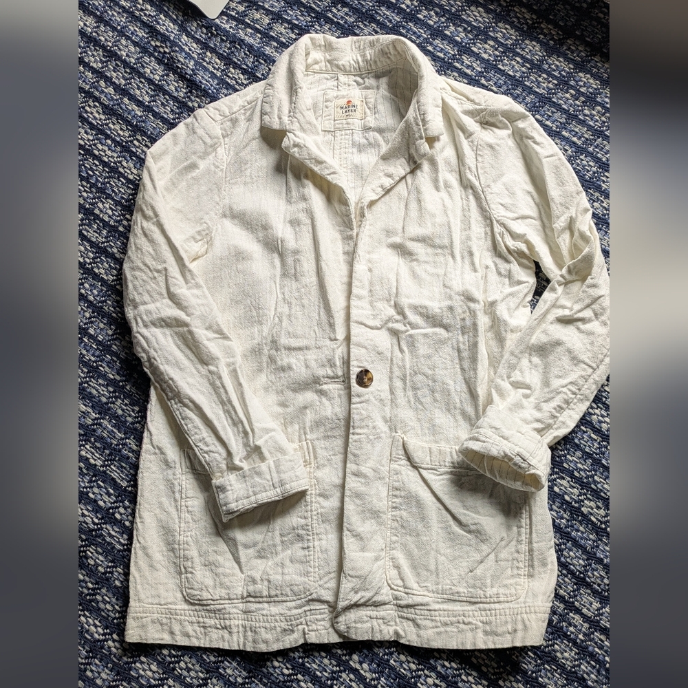 Marine Layer White Cotton Blazer Size Small - Picture 3 of 9